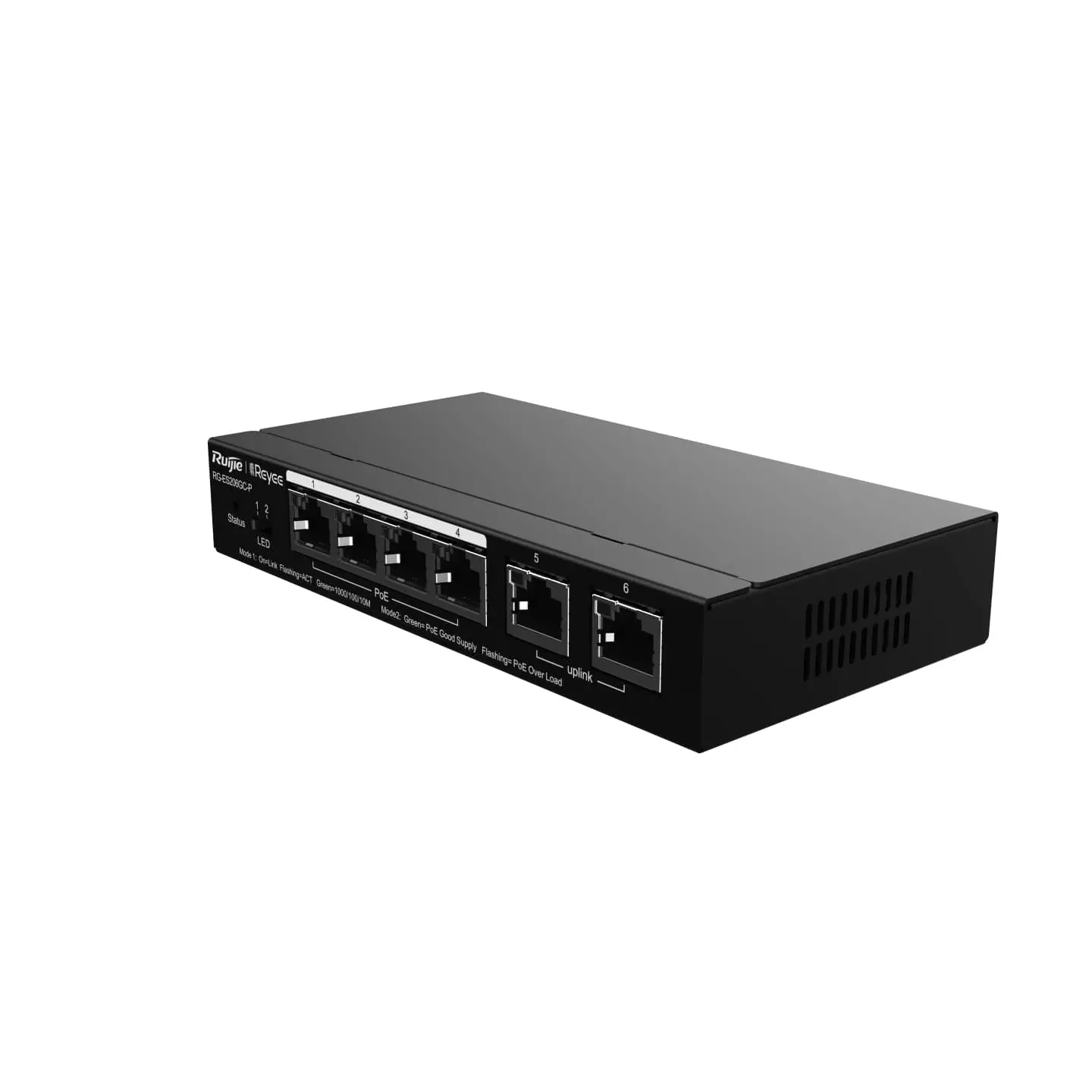 Комутатор Ruijie RG-ES206GC-P, 4xGbE PoE+, 2xGbE, 54W, до 16 VLAN, настолен - image 3