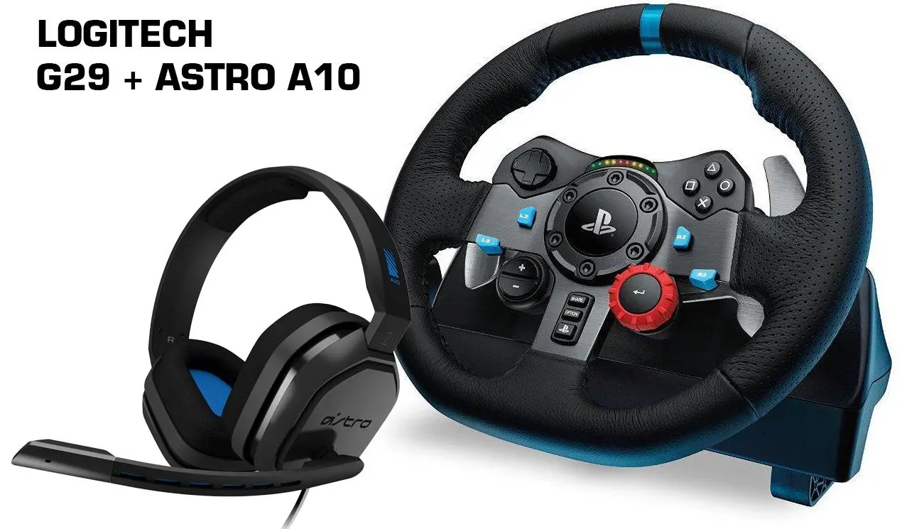 Волан Logitech Driving Force G29 PS3/PS4/PS5/PC в комплект с геймърски слушалки Astro A10 - image 3