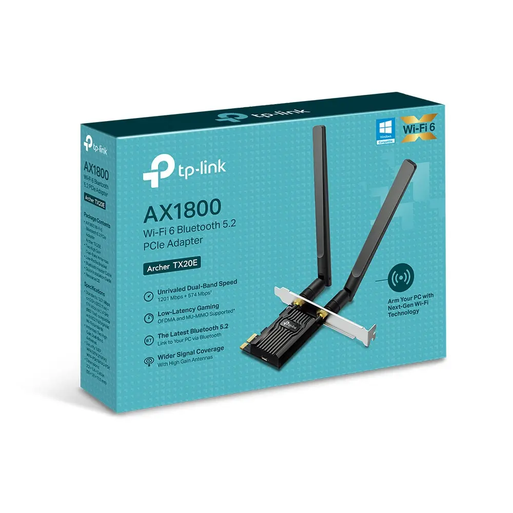 Безжичен адаптер TP-LINK Archer TX20E, AX1800, Wi-Fi 6, Bluetooth, PCI Express - image 1