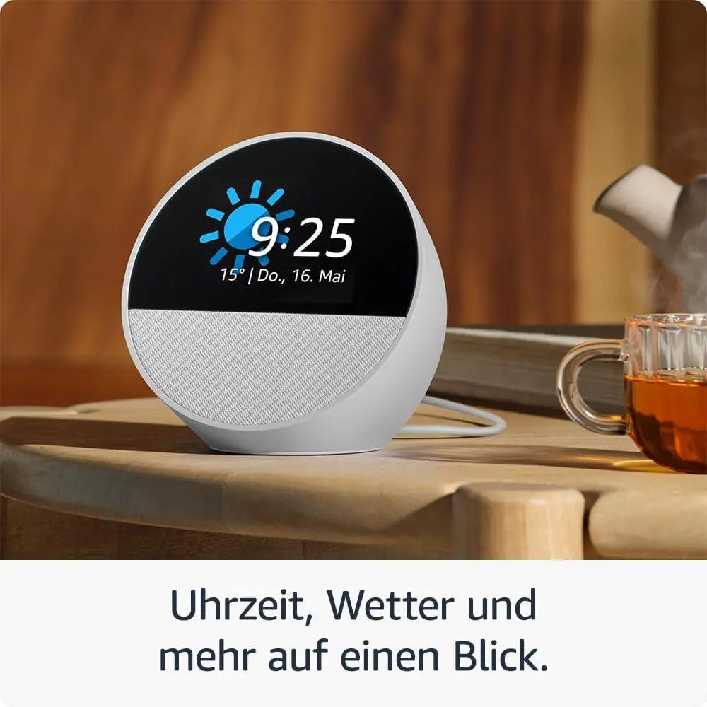 Смарт часовник Amazon Echo Spot 2024, Alexa асистент, Бял - image 1