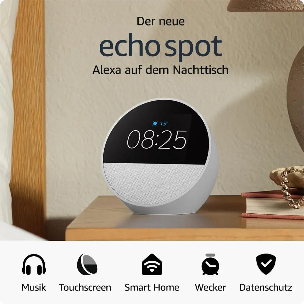 Смарт часовник Amazon Echo Spot 2024, Alexa асистент, Бял - image 2