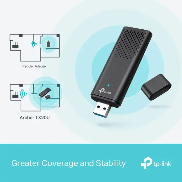 Безжичен адаптер TP-Link Archer TX20U AX1800 Dual Band WiFi 6 - image 3