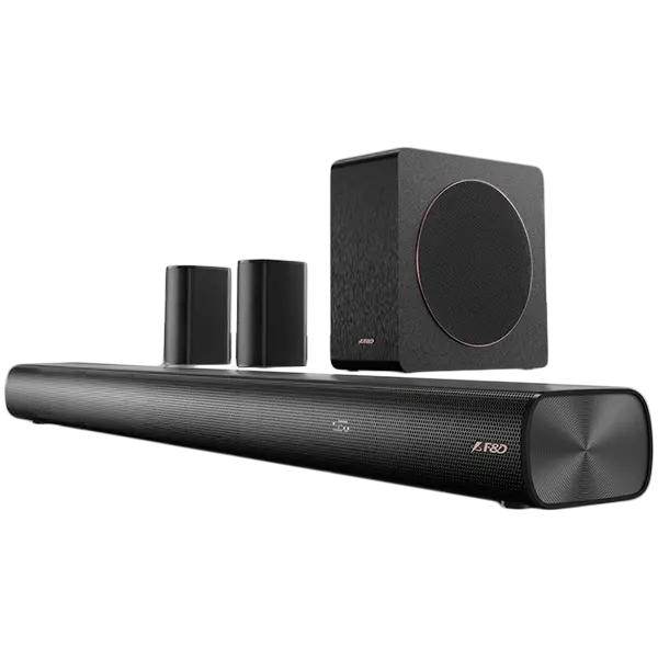 F&D HT-500DA 5.1 Wireless Soundbar, Atmos/Dolby, 190W (bar: 20W*4, Surround:15W*2: SW:80W), BT/AUX/HDMI(ARC)/USB/Optical/Coaxial, Touch buttons, black