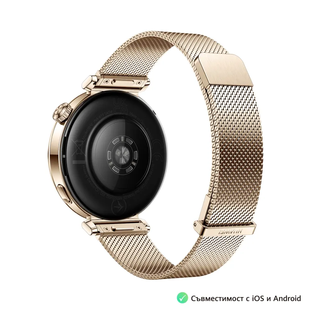 Часовник, Huawei Watch GT5 Jana-B19M, 1.32", Amoled 466x466 PPI 352, , BT5.2 BLE/BR/EDR, 5ATM, 524mAh, Screenshot sharing, support message input, message notifications, Battery life up to 7 days, Compatible with iOS and Android devices, Gold Milanese - image 5