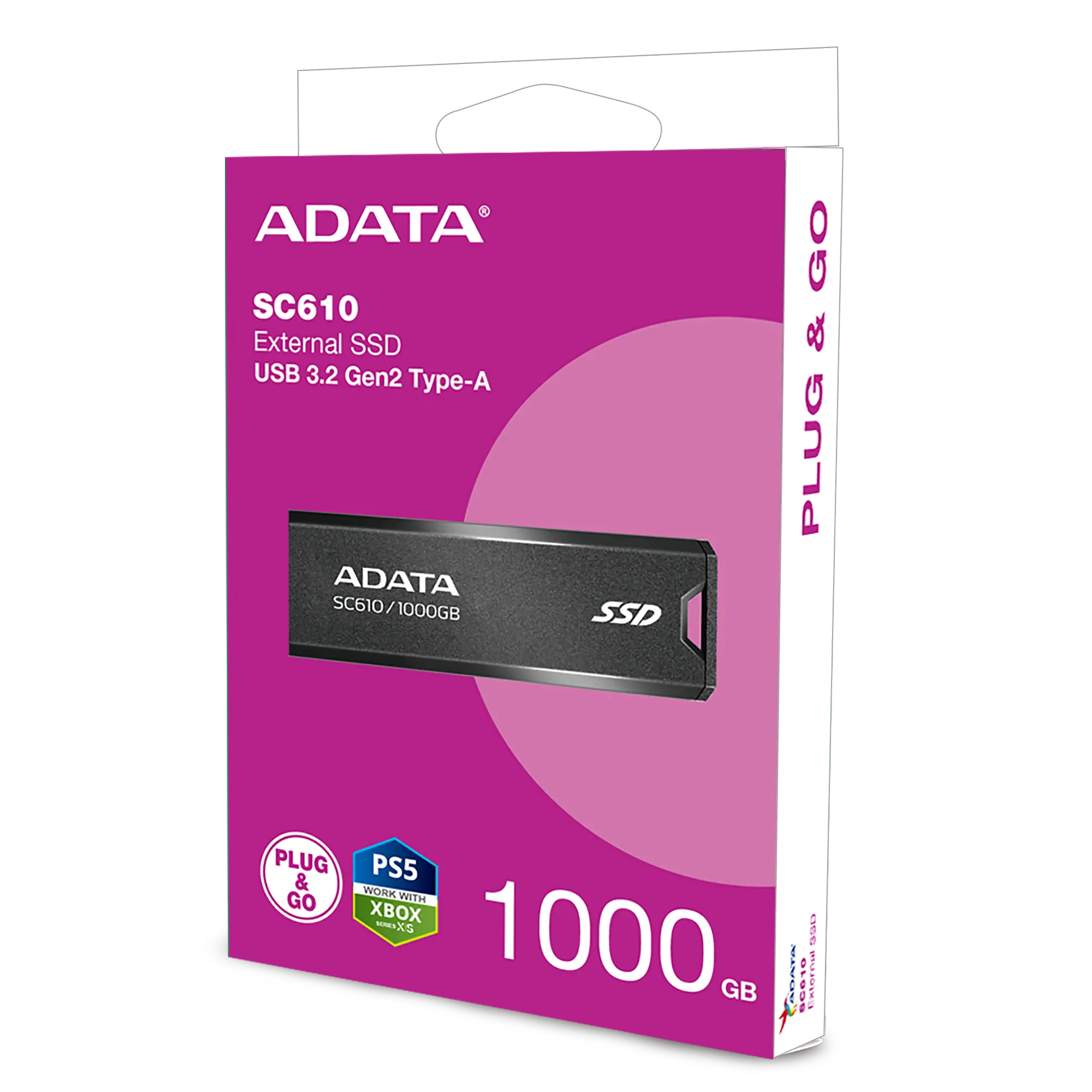 Външен диск, ADATA EXT SSD SC610 1000GB RED