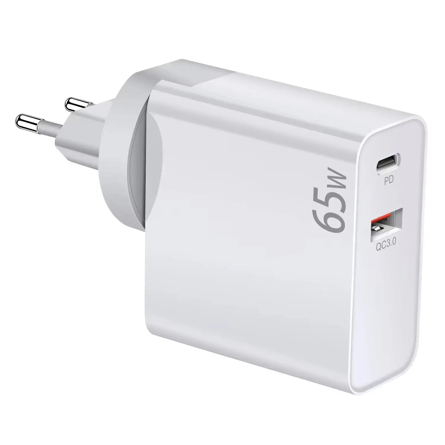 Makki Универсално зарядно за стена Charger Wall GaN - USB Type-C/A 65W White - MAKKI-GN65W1A1C