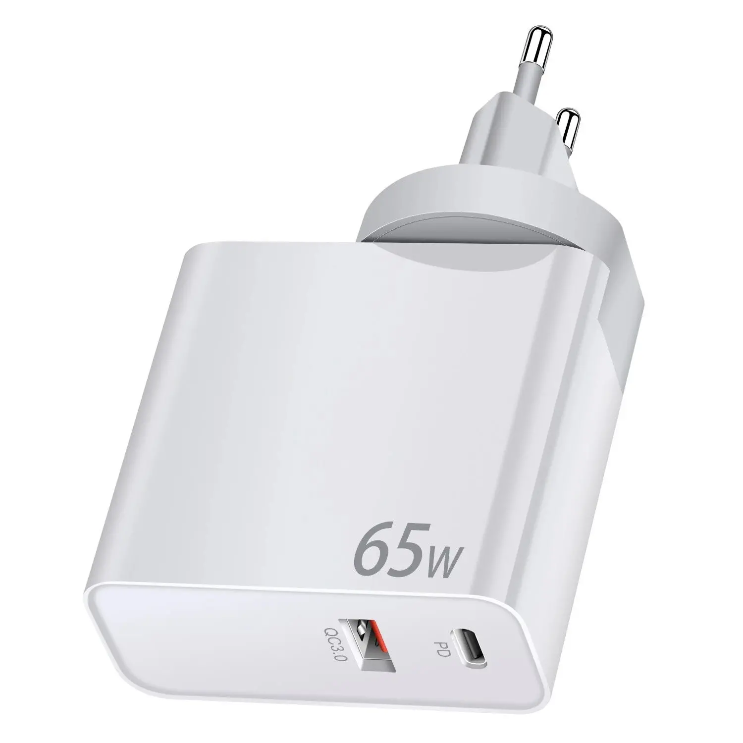 Makki Универсално зарядно за стена Charger Wall GaN - USB Type-C/A 65W White - MAKKI-GN65W1A1C - image 1