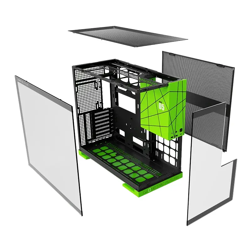 Geometric Future кутия Case EATX - Model 5 Black/Green, NVIDIA style limited edition - image 3