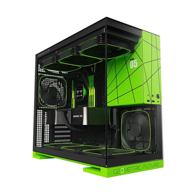 Geometric Future кутия Case EATX - Model 5 Black/Green, NVIDIA style limited edition - image 4