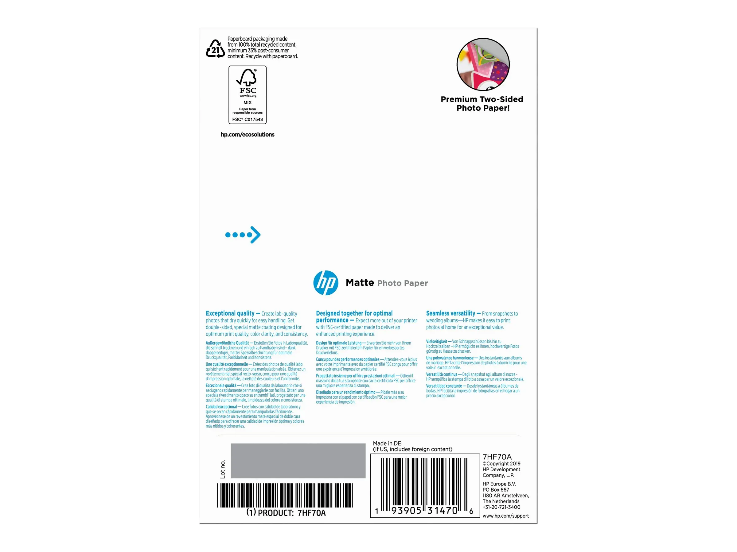 HP Matte FSC Photo Paper 4x6 25 sheets - image 1