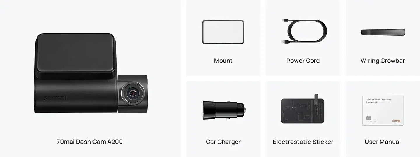 70mai Видеорегистратор Dash Cam HDR Set A200-1, Rear Cam included - image 9