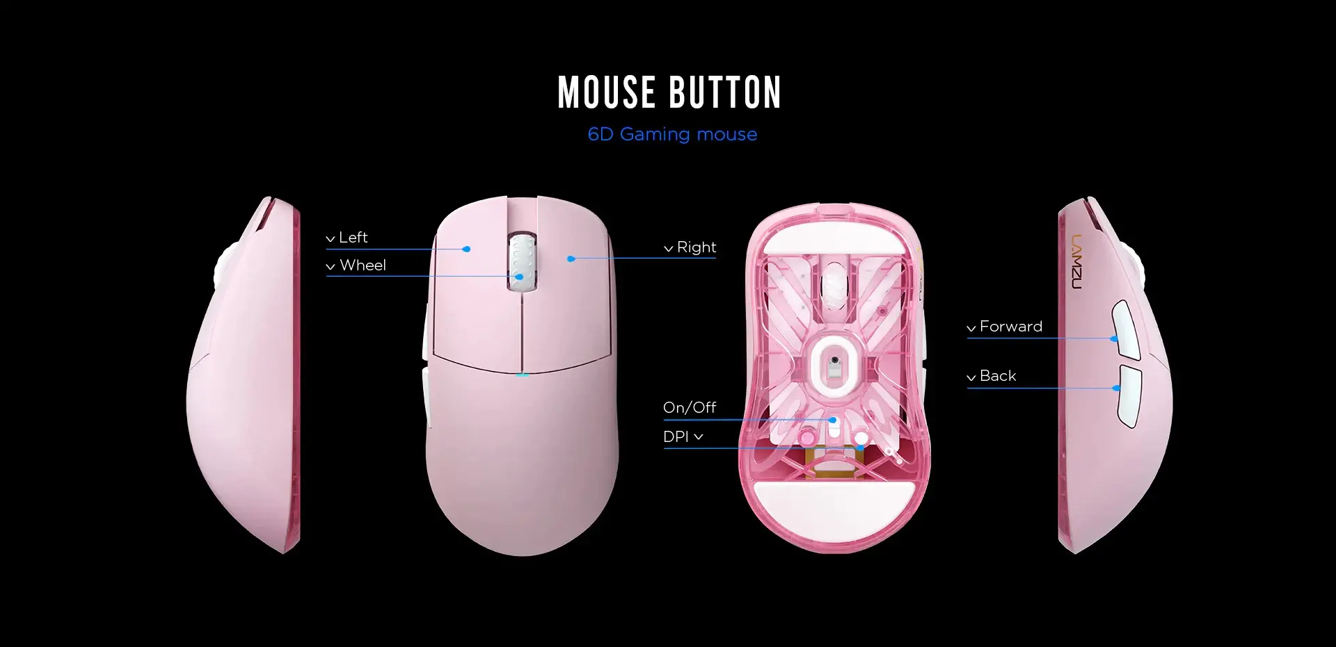 Lamzu професионална геймърска мишка ATLANTIS MINI [Champion Edition] 1K (8K compatible) - Wireless Gaming Mouse - Light Pink - image 11