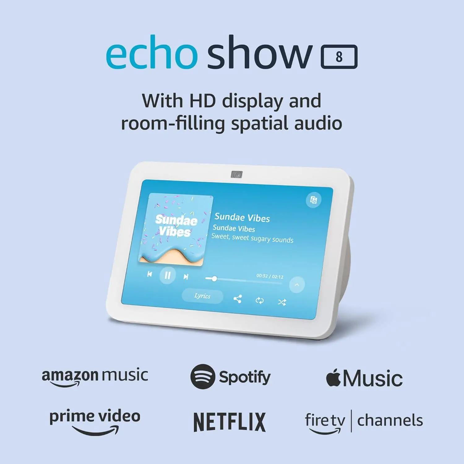 Смарт тонколона Amazon Echo Show 8 (Gen 3), Сензорен екран, Гласов асистент, Бял - image 1