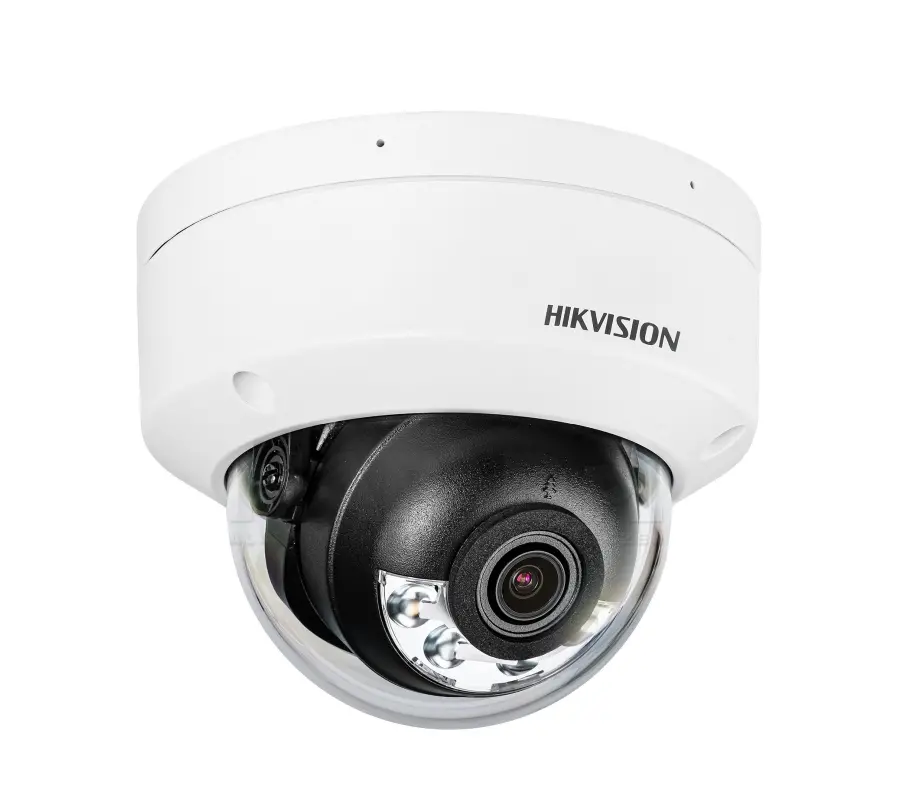 Камера, HikVision 4 MP Acusense Smart Hybrid Light Fixed Dome Network Camera, 2.8 mm, F1.6, IR, White Light up to 30m, H.265+, IP67, IK10, built-in dual-microphone, built-in memory card slot (up to 512GB), 12Vdc/PoE 8.5W