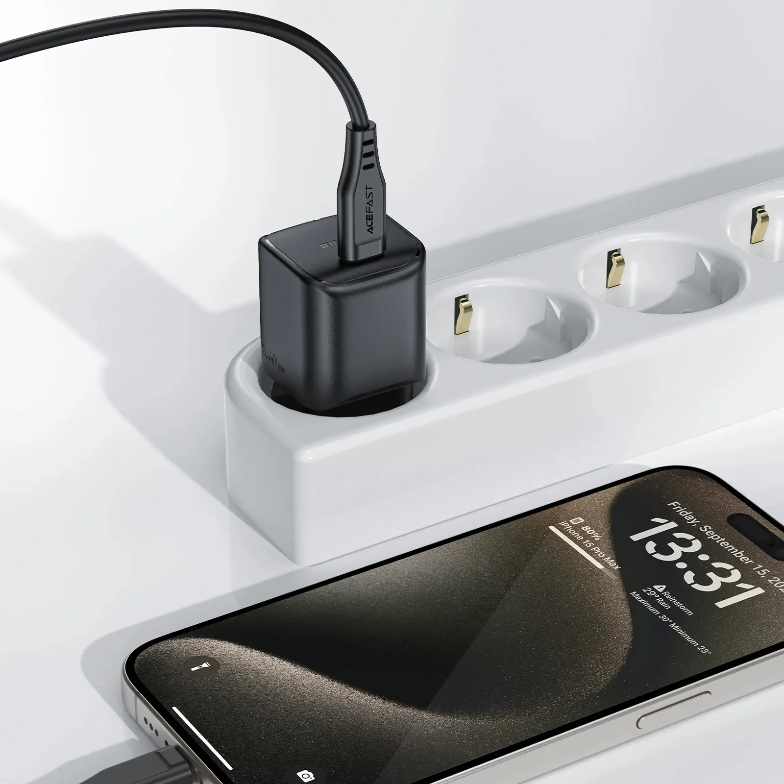 Acefast Универсално зарядно за стена Charger Wall GaN PD20W - A73 Mini - USB-C x 1, Black - image 3