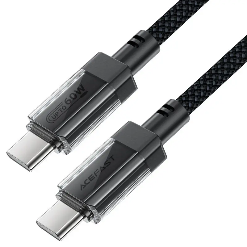 Acefast Кабел USB-C to USB-C Cable 60W Stainless steel in transparent shell 1.2m - C12-03 - Black