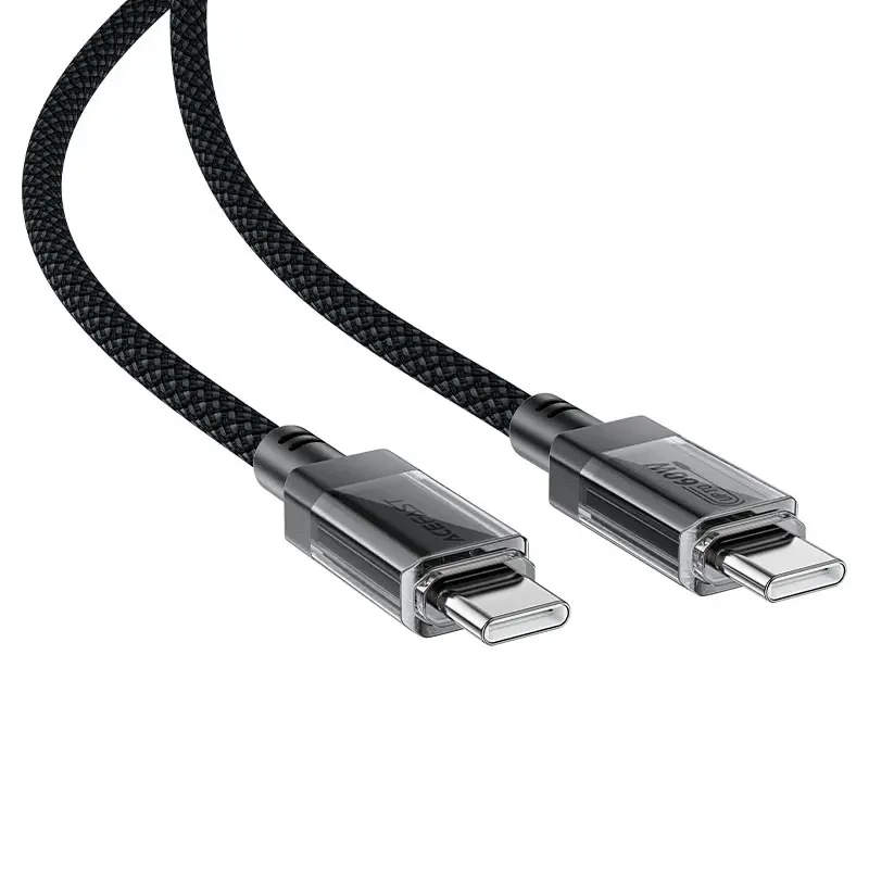 Acefast Кабел USB-C to USB-C Cable 60W Stainless steel in transparent shell 1.2m - C12-03 - Black - image 2