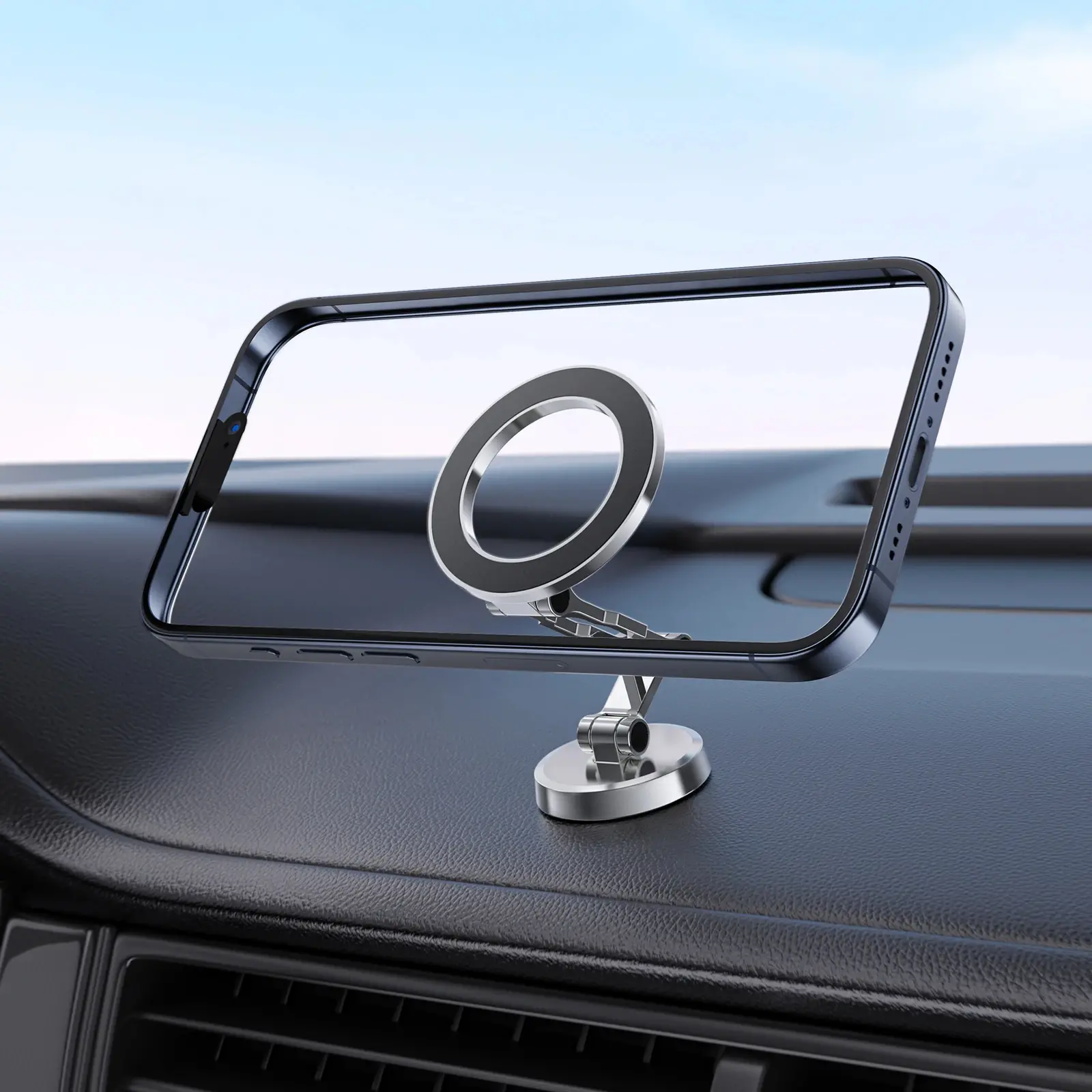 Acefast Стойка за телефон за кола Car phone holder - Metal, Magnetic Ring, 360 deg - D20 - Grey - image 6