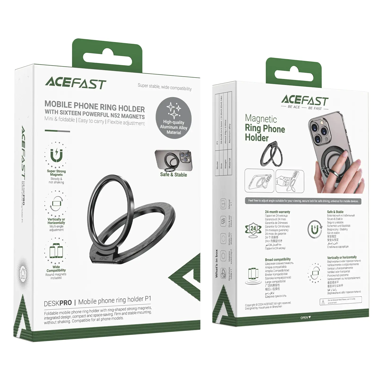 Acefast Магнитен ринг за телефон Mobile phone Magnetic ring holder - Aluminum - P1 Black - image 4