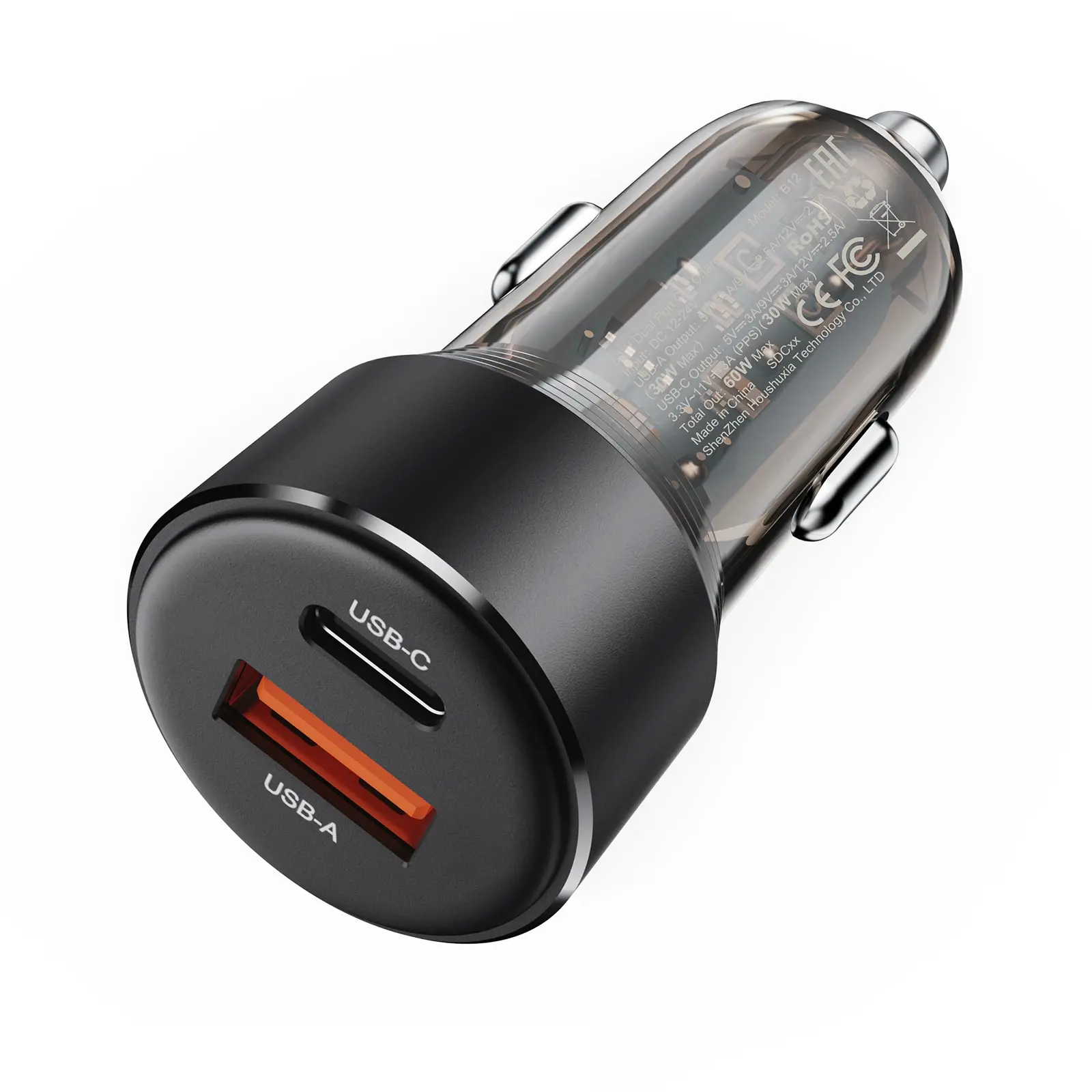 Acefast зарядно за кола Fast Charger Car PD3.0 60W - B12 - USB-C x 1, USB-A x 1, Black - image 2