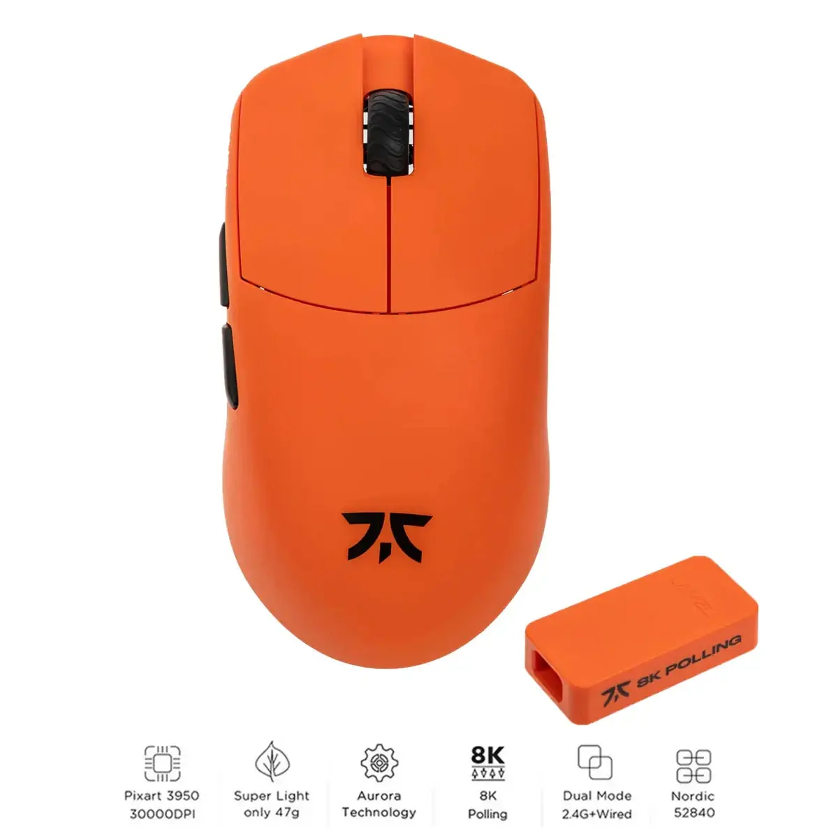 Lamzu професионална геймърска мишка MAYA X 8K - Wireless Gaming Mouse - Fnatic Special Edition Orange - image 4