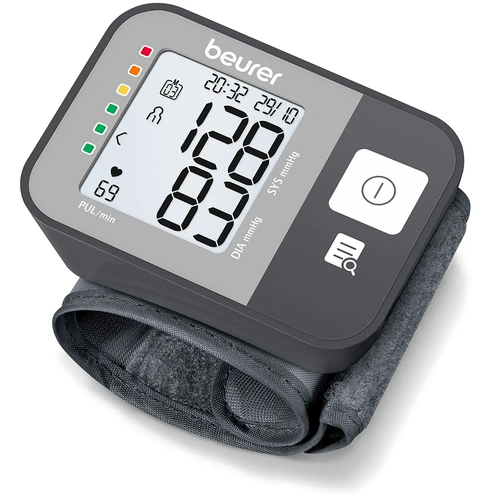 Апарат за кръвно налягане, Beurer BC 27 Wrist blood pressure monitor; large, easy-to-read display; risk indicator; arrhythmia detection; medical device; circumferences 14.0-19.5 cm; storage bag, 5 year warranty