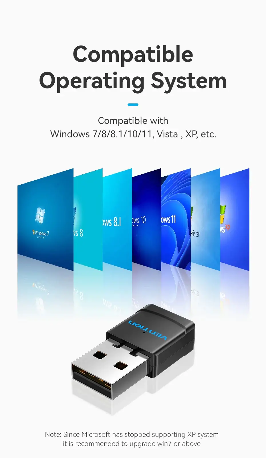 Vention безжичен адаптер WiFi USB adapter Dual Band, 650Mbps, Black - KDSB0 - image 8