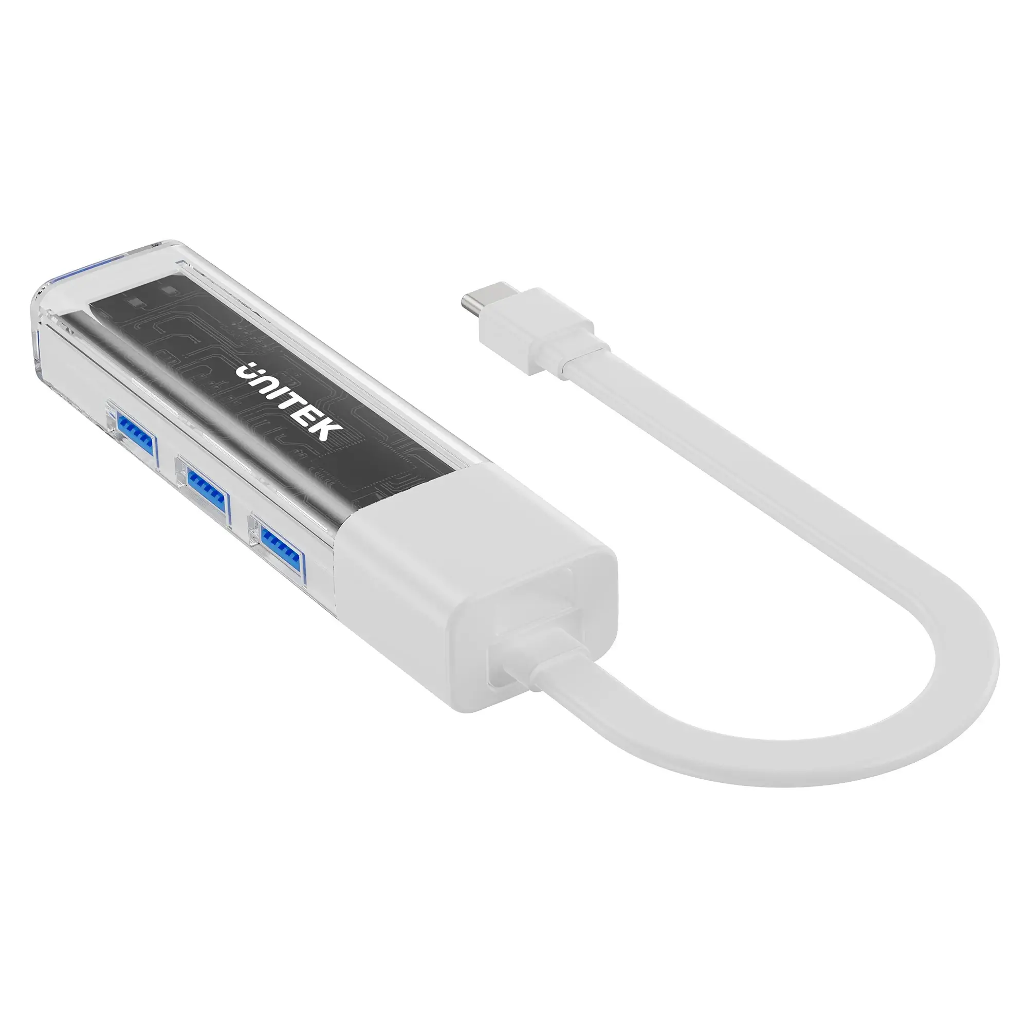 Unitek хъб USB-C/USB-A 3.0 HUB 4 port, Bi-Directional, Detachable Cable, White - H1319AWH01 - image 2