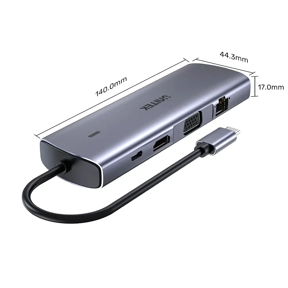 Unitek докинг станция Type-C Docking Station PD3.0 100W - HDMI, USB-C x 1, USB3.0 x 3, LAN, SD, VGA - D1113A - image 5