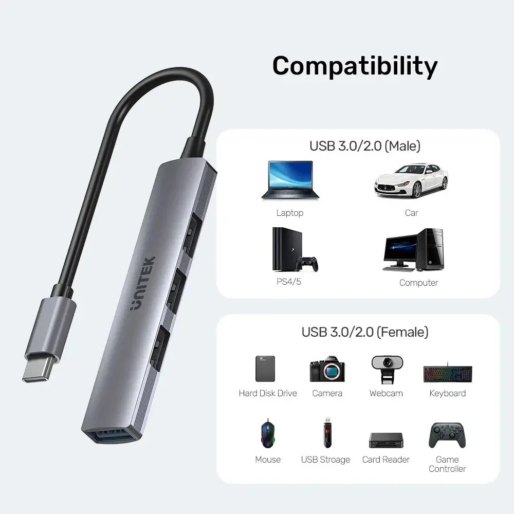 Unitek хъб USB3.0/2.0 HUB 4 port - USB-C input - H1208B - image 11