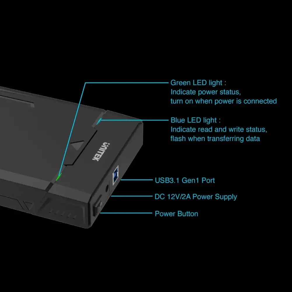 Unitek кутия за диск Storage - Case DiskGuard Raiden - 2.5/3.5 inch USB3.0 UASP - Y-3035 - image 5