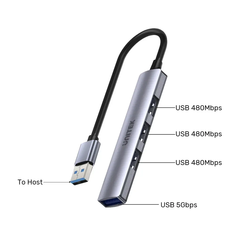 Unitek хъб USB3.0/2.0 HUB 4 port uHUB Q4 - USB-A input - USB3.0 x 1, USB2.0 x 3 - H1208A - image 6