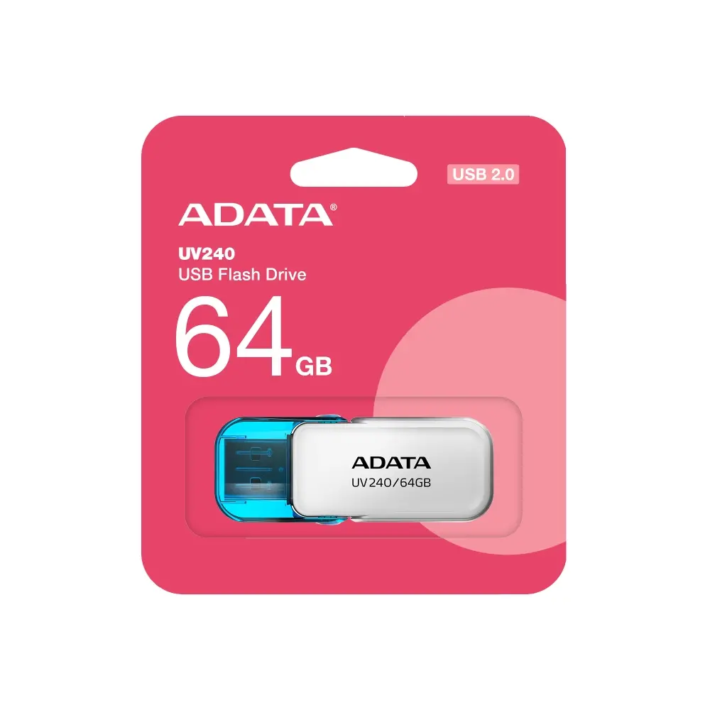 Памет, ADATA UV240 64GB USB 2.0 White