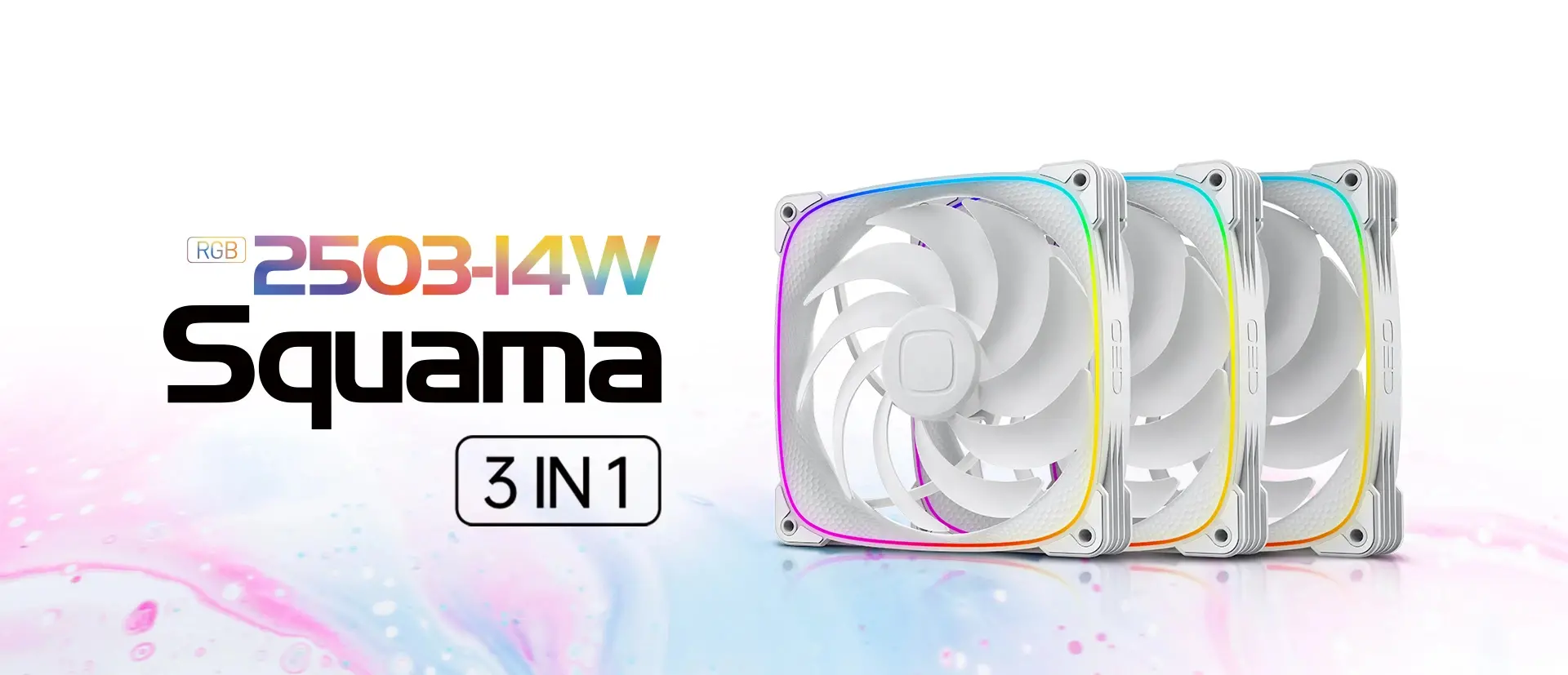 Geometric Future Комплект вентилатори Fan Pack 3-in-1 140 mm - Squama 2503W-14 White - image 9