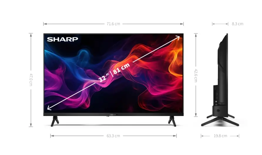 Телевизор, Sharp 32GF2265E, 32" LED GOOGLE TV, HD 1366x768, Frameless, DVB-T/T2/C/S/S2, Active Motion 400, Speaker 2x8W, Dolby Digital, DTS HD, HDR10, Google Assistant, Google Cast, 2xHDMI, 3.5mm Headphone jack / line-out, USB, Wi-Fi, Bluetooth, LAN, Mini Composite - image 5