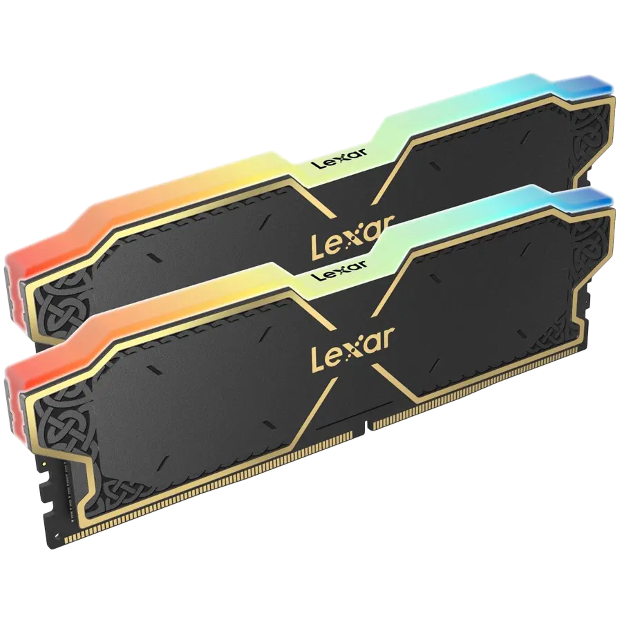 LEXAR 32GB Kit (2x16GB) THOR DDR5 6000 CL38 1.3V Memory with heatsink and RGB lighting, Black Color, Dual pack