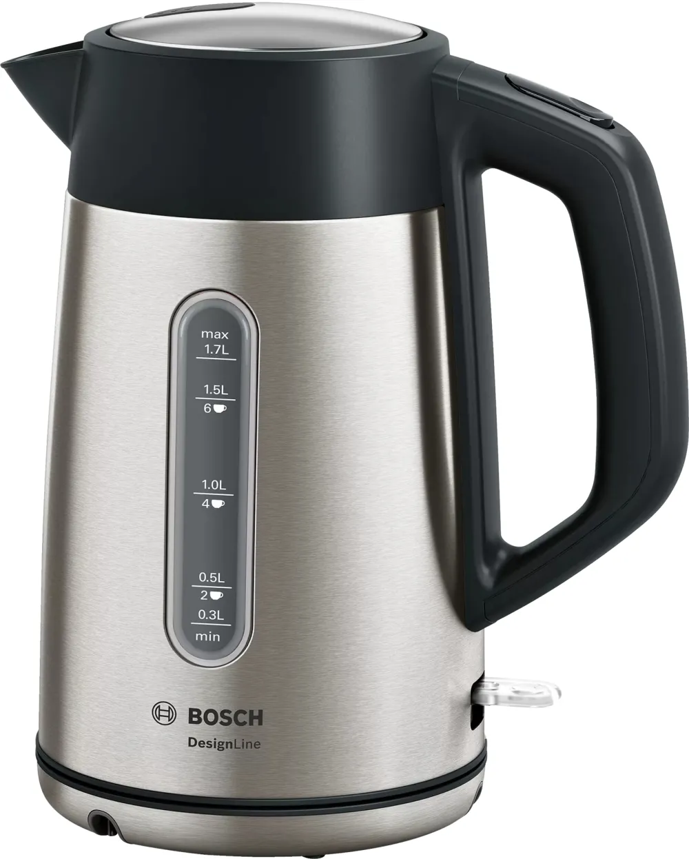 Електрическа кана, Bosch TWK4P440, Kettle, DesignLine, 2000-2400 W, 1.7 l,  OneCup function, Stainless steel