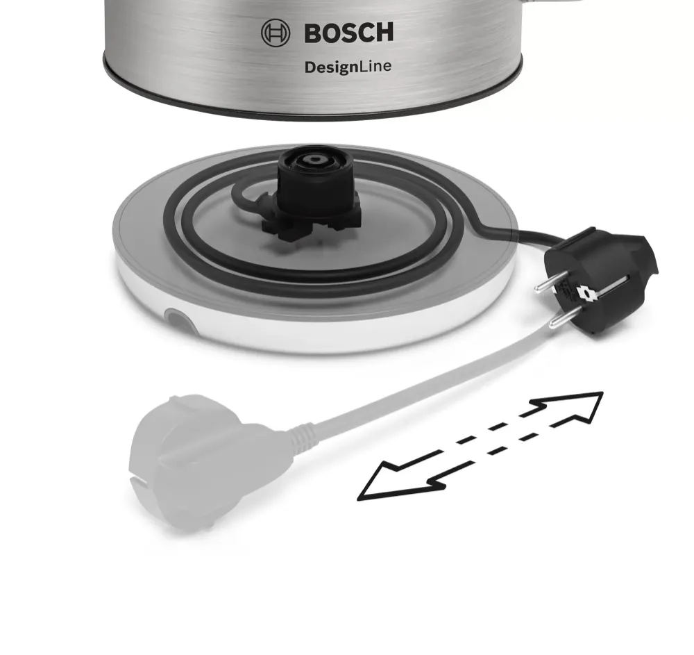 Електрическа кана, Bosch TWK4P440, Kettle, DesignLine, 2000-2400 W, 1.7 l,  OneCup function, Stainless steel - image 5